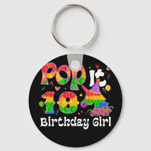 10th Birthday Fidget Toy Pop It Birthday Girl 10 Key Ring
