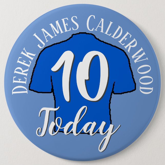 10th Birthday Football Badge to Personalise Button (Front)