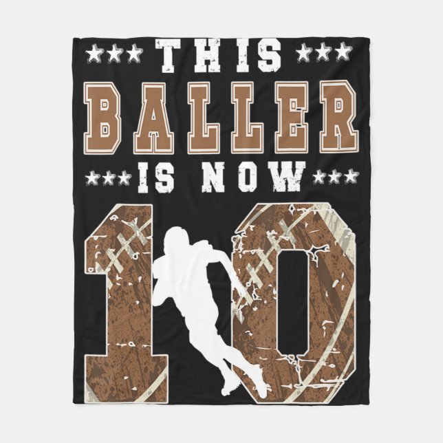 10th Birthday Football Boy Ten Year Old Football P Fleece Blanket (Front)
