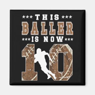 10th Birthday Football Boy Ten Year Old Football P Magnet
