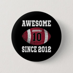 10th Birthday Football Player 10 Years Old Vintage 6 Cm Round Badge