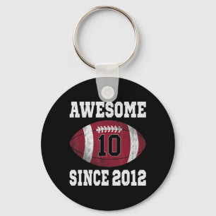 10th Birthday Football Player 10 Years Old Vintage Key Ring