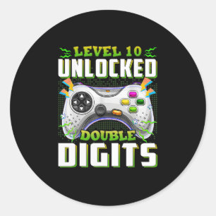 10th Birthday For Boys Double Digits Video Gamer Classic Round Sticker