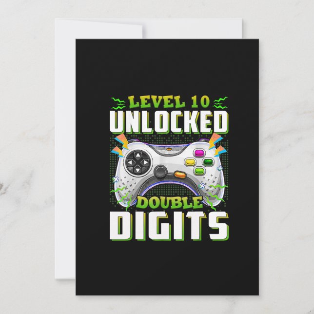 10th Birthday For Boys Double Digits Video Gamer Invitation (Front)