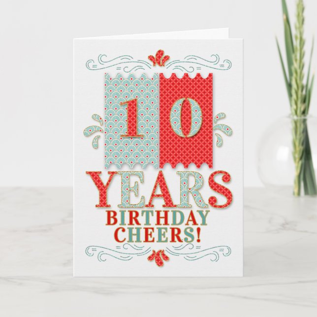 10th Birthday for Boys or Girls in Red and Blue Card (Front)