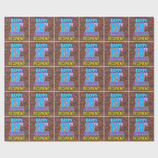 10th Birthday: Fun, Urban Graffiti Inspired Look Wrapping Paper (Seam)