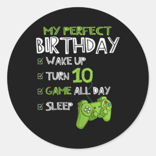 10th Birthday Gaming 10 Years Old Perfect Gamer Gi Classic Round Sticker