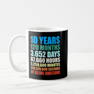 10th Birthday Gift Boy 10 Years Being Awesome Coffee Mug