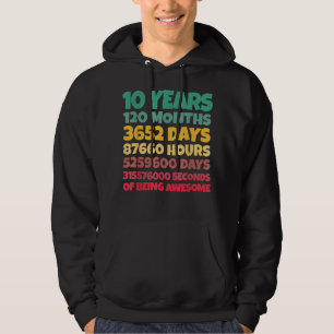 10th Birthday Gift Boy 10 Years Being Awesome Hoodie