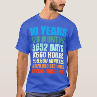10th Birthday Gift Boy 10 Years Being Awesome  T-Shirt