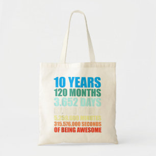 10th Birthday Gift Boy 10 Years Being Awesome Tote Bag