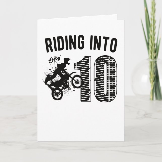 10th Birthday Gift Dirt Bike 10 Year Old Boy Card (Front)