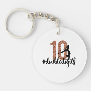 10th Birthday Gift Double Digits Girls Gymnastics Key Ring