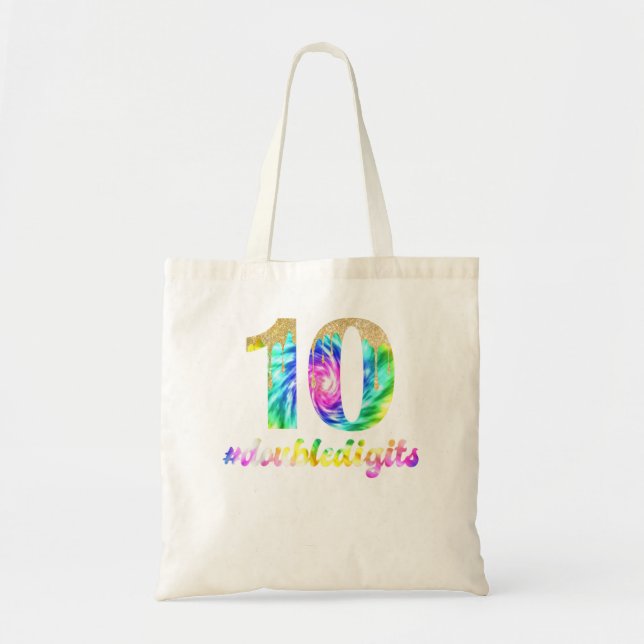 10th Birthday Gift Double Digits Girls Ten T Shirt Tote Bag (Front)