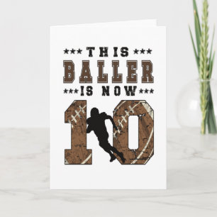 10th Birthday Gift Football Player 10 Year Old Boy Card