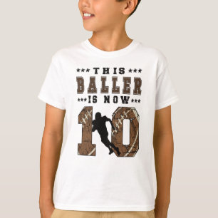 10th Birthday Gift Football Player 10 Year Old Boy T-Shirt