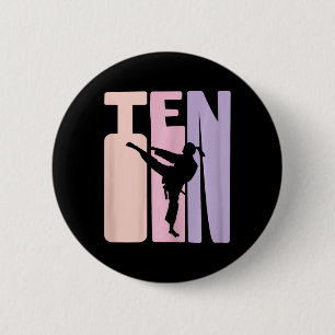 10th Birthday Gift Karate Retro Taekwondo Martial 6 Cm Round Badge