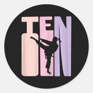 10th Birthday Gift Karate Retro Taekwondo Martial  Classic Round Sticker