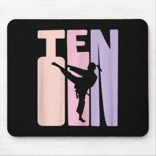 10th Birthday Gift Karate Retro Taekwondo Martial  Mouse Mat