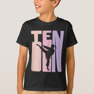 10th Birthday Gift Karate Retro Taekwondo Martial T-Shirt