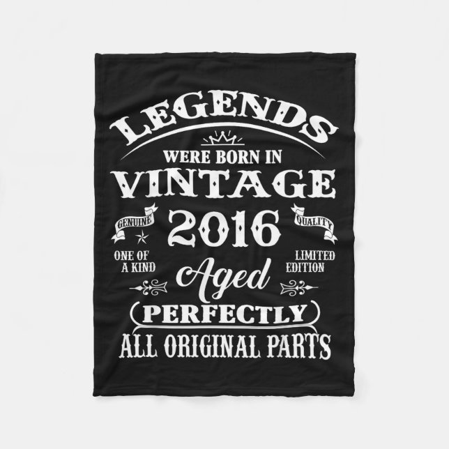 10th Birthday Gift Legend Born In 2016 10 For Year Fleece Blanket (Front)