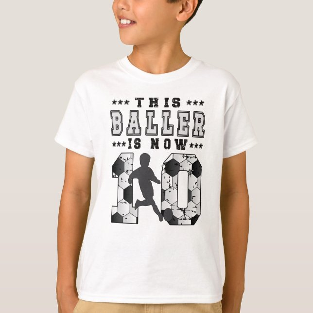 10th Birthday Gift Soccer Player 10 Year Old Boy T-Shirt (Front)