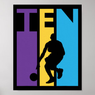 10th Birthday Gift Ten Colourful Basketball 10 Yea Poster