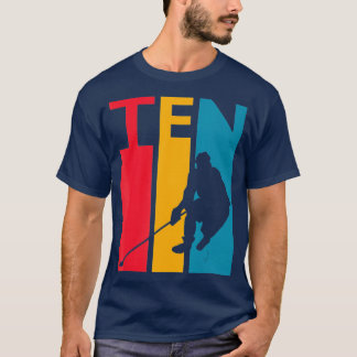10th Birthday Gift Ten Vintage Hockey Birthday T-Shirt