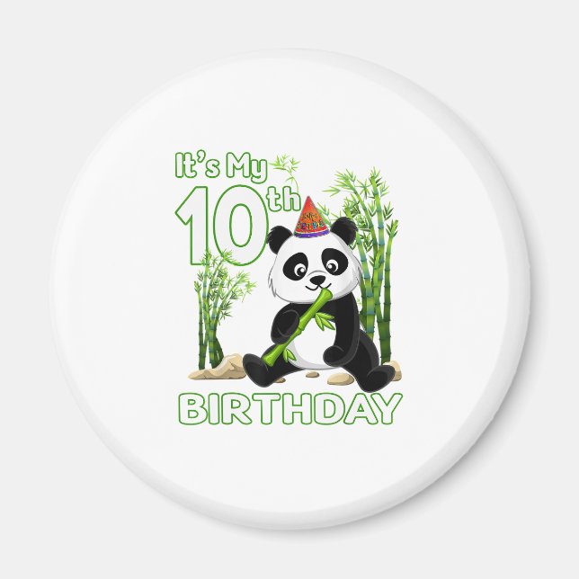 10th Birthday Gifts 10 Years Old Party Animal Pand Magnet (Front)