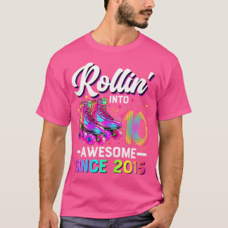 10Th Birthday Girl 10 Year Old Roller Skate Skatin T-Shirt