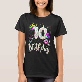 10th Birthday Girl   10 Years Old Bday Doughnut Pa T-Shirt