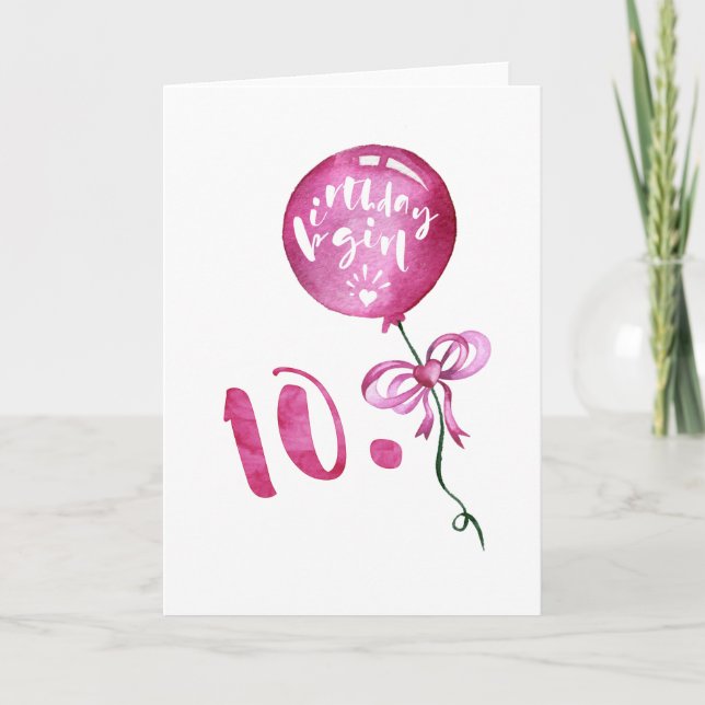 10th Birthday Girl, Anniversary Girls Gifts Card (Front)