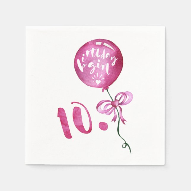 10th Birthday Girl, Anniversary Girls Gifts Napkin (Front)