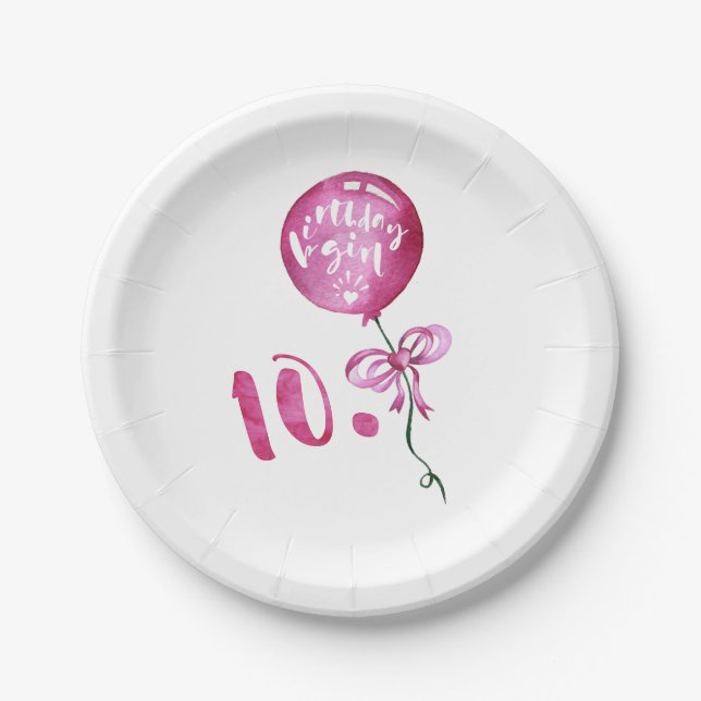 10th Birthday Girl, Anniversary Girls Gifts Paper Plate (Front)