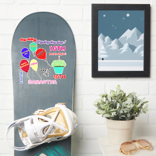 10th Birthday Girl Balloons Cupcake Vinyl