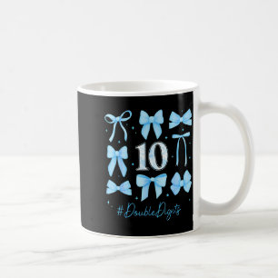 10th Birthday Girl Blue Coquette Bow 10 Year Old A Coffee Mug