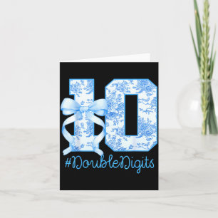 10th Birthday Girl Blue Coquette Bow 10 Year Old  Card