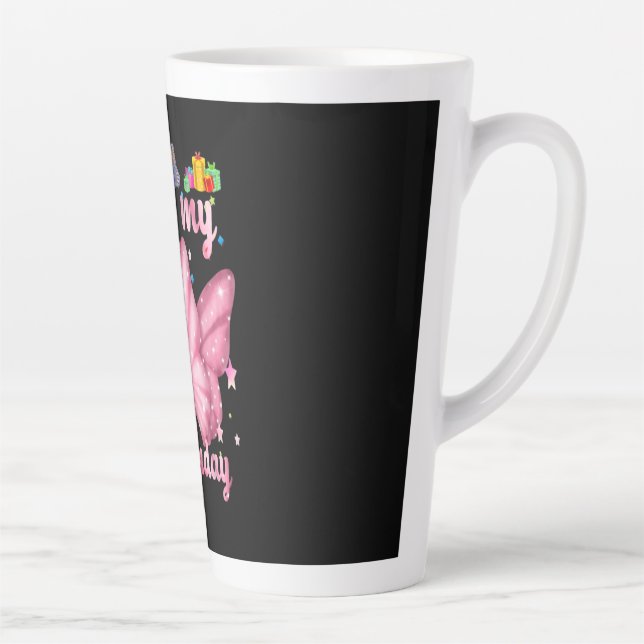 10th Birthday Girl Butterfly Princess Birthday Latte Mug (Right)
