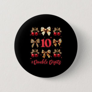 10th Birthday Girl Cherry Leopard Coquette Bow 10  6 Cm Round Badge