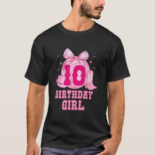 10th Birthday Girl Cowgirl Coquette Bow Western Th T-Shirt