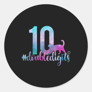 10th Birthday Girl Double Digits Girls Ten 10 Gala Classic Round Sticker
