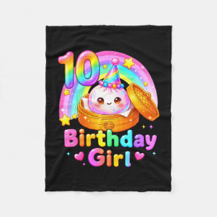 10th birthday girl dumpling kawaii pastel anime 10 fleece blanket