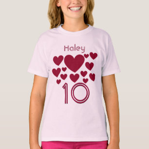 10th Birthday Girl Oodles of Hearts 10 Years T-Shirt