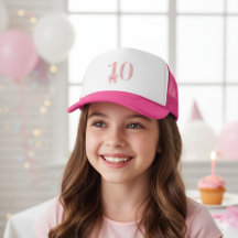 10th Birthday Girl Pink Bow Hat Gift