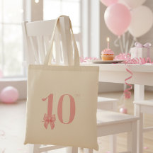 10th Birthday Girl Pink Bow Tote Bag