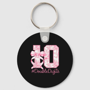 10th Birthday Girl Pink Coquette Bow 10 Year Old A Key Ring