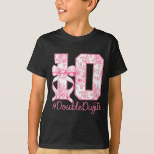 10th Birthday Girl Pink Coquette Bow 10 Year Old A T-Shirt