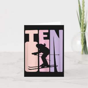 10th Birthday Girl Retro Ski Lover Skier 10 Years Card