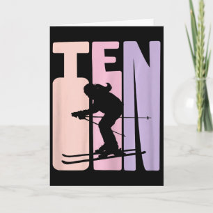 10th Birthday Girl Retro Ski Skier 10 Years Old Card
