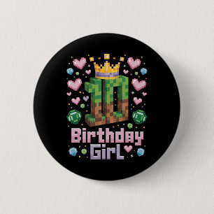 10th Birthday Girl Shirt Gaming Pixel Party 10 Yea 6 Cm Round Badge